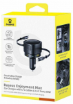 Auto laadija Baseus Enjoyment Max, Lightning/USB Type A/Cigarette Lighter Socket/2 x USB Type C, must v., 90 W