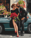 Maalimine numbrite j&auml;rgi Ideyka Romantic Couple By The Car, sinine v./must v./punane v.