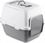 Suletud kassitualett Zolux Catchy Comfort, valge v./hall v., suletud, 58 x 45 x 48 cm, 58 cm x 45 cm x 48 cm