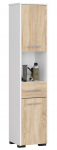 Eraldi seisev vannitoakapp Akord Fin 30 2D, valge v./sonoma tamm v., 30 cm x 30 cm x 140 cm