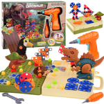 Klotside komplekt koos kruvikeerajaga, dinosaurus Steam, mitmev&auml;rviline