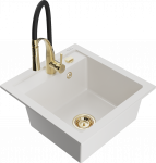 K&ouml;&ouml;givalamu koos kraaniga Mexen Vito, graniit, 52 cm x 49 cm x 21 cm, kuldne/valge/must