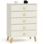 Kummut Akord Furniture Factory Mobi 05, kuldne v./valge v., 89 cm x 60 cm x 37 cm