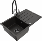 K&ouml;&ouml;givalamu koos kraaniga Mexen Bruno, graniit, 79.5 cm x 49.5 cm x 20 cm, metallic black/gold+black/chrome