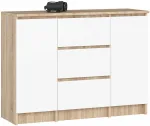 Kummut Akord Furniture Factory K100, valge v./pruunikas v., 76 cm x 101 cm x 35 cm