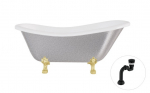 Vann, teisaldatav Besco Otylia Glam, 160 cm x 77 cm x 69.5 cm, ovaalne, kuldne/h&otilde;be