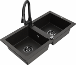 K&ouml;&ouml;givalamu koos kraaniga Mexen Mario, graniit, 82 cm x 43.6 cm x 16.1 cm, metallic black/gold+black