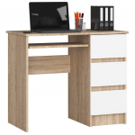 Kirjutuslaud sahtlitega, parempoolne Akord Furniture Factory A-6, 90 cm x 50 cm, 77 cm, valge v./sonoma tamm v.