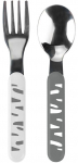 S&ouml;&ouml;giriistad BabyOno Be Active Spoon & Fork, 1 aasta, plastik/roostevaba teras, valge v./roostevaba teras v./hall v.