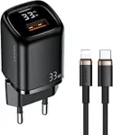 Telefoni laadija Usams T46, USB-C/USB-A, must v., 33 W