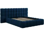 Voodi kahekohaline Micadoni Home Mamaia Velvet Double Headboard, 140 x 200 cm, sinine v., ilma madratsita, p&otilde;hjalippidega