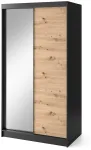 Riidekapp Esville II, tamm v./must v., 120 cm x 220 cm x 60 cm, peegliga