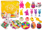 Stressivastane m&auml;nguasi, komplekt Lean Toys Happy Easter Surprise Egg, mitmev&auml;rviline, 18 tk