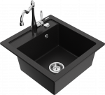 K&ouml;&ouml;givalamu koos kraaniga Mexen Vito, graniit, 49 cm x 52 cm x 21 cm, kroomi/must