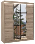 Riidekapp ADRK Kansas LED, pruun v./pruunikas v., 58 cm x 180 cm x 215 cm, peegliga