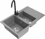 K&ouml;&ouml;givalamu koos kraaniga Mexen Gaspar, graniit, 73 cm x 47 cm x 17.7 cm, l&auml;bipaistev/h&otilde;be/must