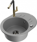 K&ouml;&ouml;givalamu koos kraaniga Mexen Kevin, graniit, 58.6 cm x 45.8 cm x 19 cm, grey+black/gold