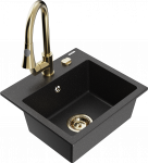 K&ouml;&ouml;givalamu koos kraaniga Mexen Milo, graniit, 43.5 cm x 41 cm x 17.1 cm, metallic black/silver+gold