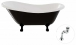 Vann, teisaldatav Besco Otylia B&W, 170 cm x 77 cm x 68.5 cm, ovaalne, valge/must
