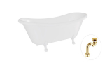 Vann, teisaldatav Besco Amelia, 190 cm x 77 cm x 69 cm, ovaalne, kuldne/valge