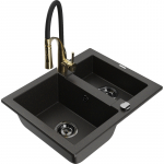 K&ouml;&ouml;givalamu koos kraaniga Mexen Carlos, graniit, 58.2 cm x 47.5 cm x 17.7 cm, metallic black/gold+black/gold