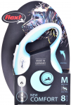 Automaatne jalutusrihm Flexi New Comfort Cord, valge/helesinine, M 8m
