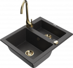 K&ouml;&ouml;givalamu Mexen Carlos 6518581500-76+670200-50+66921-50, graniit, 58 cm x 47 cm x 17.7 cm, black granite+gold