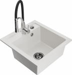 K&ouml;&ouml;givalamu koos kraaniga Mexen Vito, graniit, 49 cm x 52 cm x 21 cm, valge/must/kroom