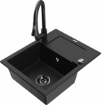 K&ouml;&ouml;givalamu koos kraaniga Mexen Enzo, vaik/graniit, 57.6 cm x 46.5 cm x 17.4 cm, must