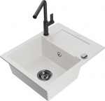 K&ouml;&ouml;givalamu koos kraaniga Mexen Enzo, vaik/graniit, 57.6 cm x 46.5 cm x 17.4 cm, valge