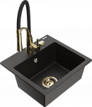 K&ouml;&ouml;givalamu koos kraaniga Mexen Milo Metallic black/gold+Black/Gold, graniit, 43 cm x 41 cm x 17.1 cm, metallic black/gold+black/gold