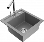 K&ouml;&ouml;givalamu koos kraaniga Mexen Vito Grey+Chrome, graniit, 49 cm x 52 cm x 21 cm, hall/kroom