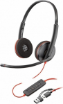 Juhtmega k&otilde;rvaklapid Poly Blackwire 3220, must v.
