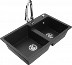 K&ouml;&ouml;givalamu koos kraaniga Mexen Tomas, graniit, 80 cm x 50 cm x 19 cm, metallic black/silver+chrome