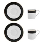 Tass alustassiga Mikasa Luxe Deco, valge v./must v., 0.1 l