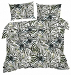 Voodipesukomplekt Palm, valge/must/roheline, 160 x 200 cm