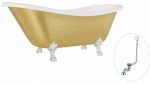 Vann, teisaldatav Besco Otylia Glam, 160 cm x 77 cm x 69.5 cm, ovaalne, kuldne/valge