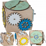 Arendav kuubik 3toysm Montessori Busy, 10 cm, pruun v./mitmev&auml;rviline