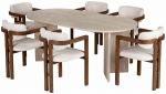 S&ouml;&ouml;gitoa komplekt Kalune Design Meridia 6, valge v./p&auml;hklipuu v./travertine v.