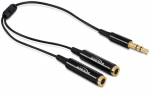Juhe Delock 3.5 mm 3 pin audio stereo, 3.5 mm stereo male x2, 0.25 m, must v.