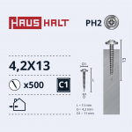 Isekeermestavad kruvid Haushalt DIN 14566, 4.2 mm x 13 mm, 500 tk