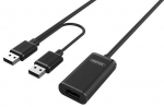 Pikendusjuhe Unitek Y-277 USB female, 2 x USB male, 5 m, must v.