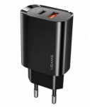 Telefoni laadija Usams US-CC121, USB/USB Type-C, must, 20 W
