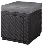 Aiatool Allibert Cube Storage Pouf 213785, must v., 42 cm x 42 cm x 39 cm