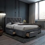 Voodi kahekohaline Home4you Glossy, 160 x 200 cm, hall v., ilma madratsita, p&otilde;hjalippidega