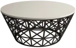 Kohvilaud Kalune Design Stil Metal Ferforje, must v./kreemjasvalge, 90 cm x 90 cm x 38 cm