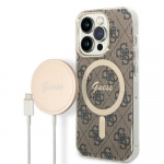 Telefonikorpuse ja laadija komplekt Guess GUBPP14LH4EACSW, Apple iPhone 14 Pro, pruun