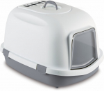 Suletud kassitualett Stefanplast Super Queen 590006GPI, valge v./hall v., suletud, 71 cm x 55 cm x 45.6 cm