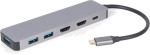 Adapter Gembird A-CM-COMBO3-03 USB-C Male, 3xUSB 3.0/2xHDMI/PD Female, 0.15 m, hall v.