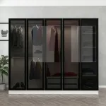 Riidekapp Kalune Design Kale 6662, valge v./must v., 52 cm x 225 cm x 190 cm